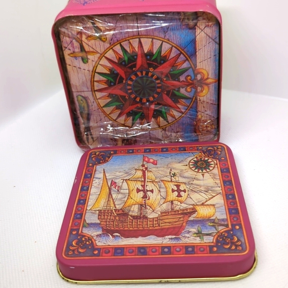 Nautical Theme Cork Backed Metal Coaster Boxed Set of 6 The Art Dept Inc. - Picture 1 of 7